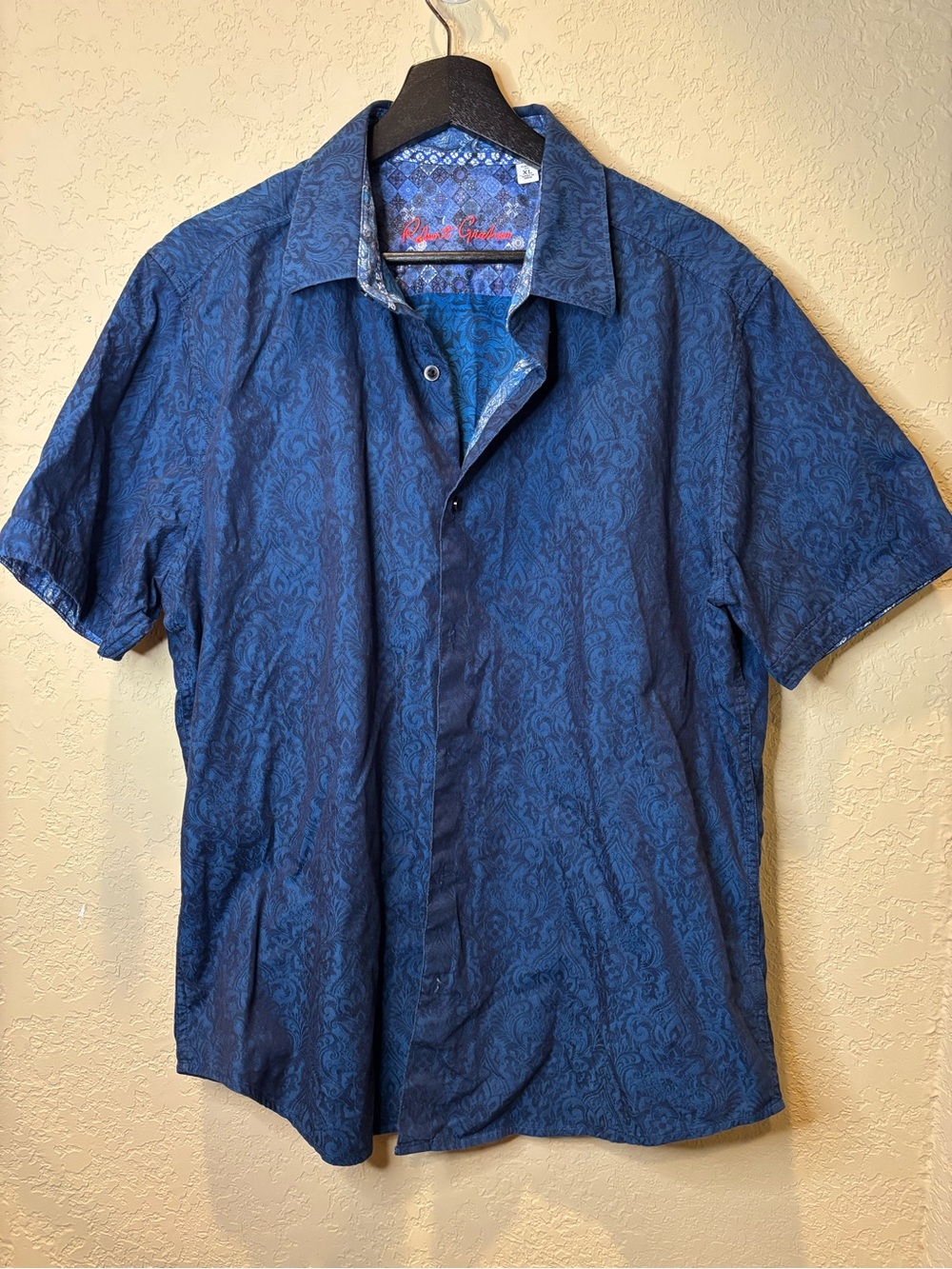 Robert Graham Navy Paisley Short-Sleeve Button Down Shirt